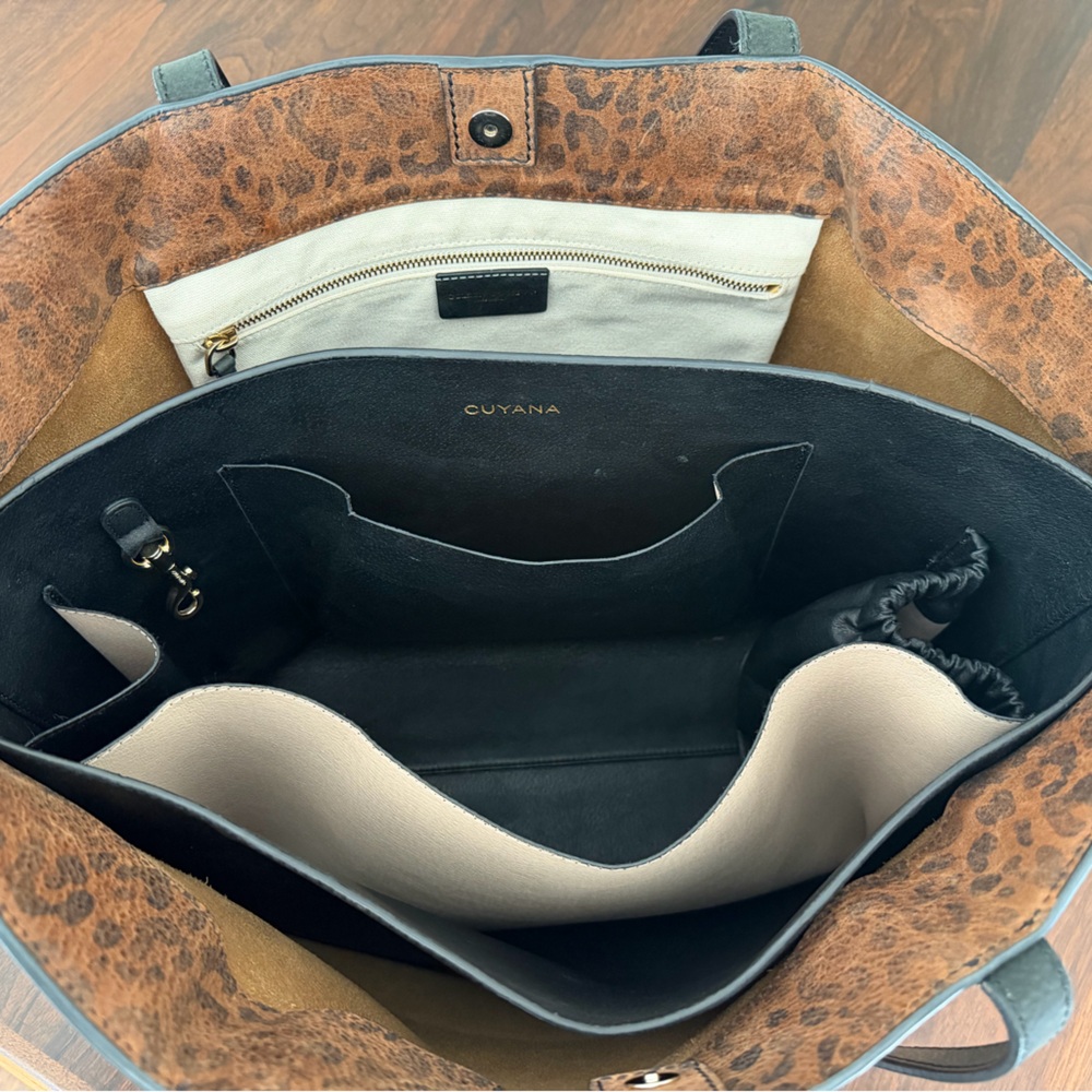 Golden Goose Leopard Leather Tote with Cuyana Leather Insert, dust bags, & tag - Picture 5 of 16